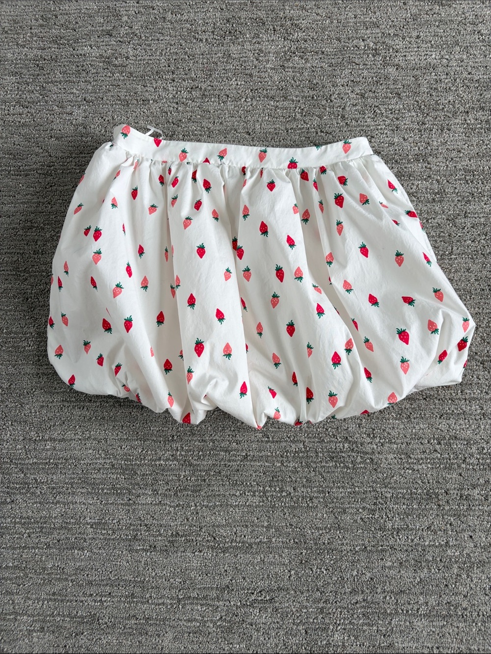 Wayf White Bubble Skirt with Pink Strawberry Print - Picture 3 of 6